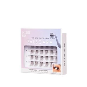 KISS Falscara Multipack False Eyelashes, Lash Clusters, Bambi Wisps', 10mm-12mm-14mm, Includes 24 Assorted Lengths Wisps, Contact Lens Friendly, Easy to Apply, Reusable Strip Lashes