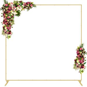 6.6ft x 6.6ft wedding arches for ceremony, square metal balloon arch stand, rectangular backdrop stand for anniversary birthday party bridal shower decoration home decor, gold