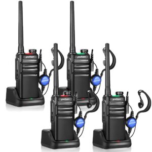 pxton waterproof walkie talkies long range for adults with headphones and charger dock，gmrs handheld two way radios rechargeable noaa walkie talkie (4 pack)