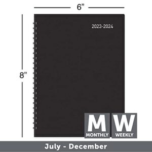 2023-2024 Office Depot® Brand 18-Month Weekly/Monthly Academic Planner, 6" x 8", 30% Recycled, Black, July 2023 to December 2024