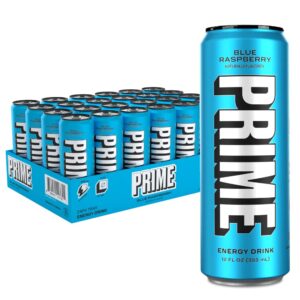 prime energy blue raspberry | zero sugar energy drink | preworkout energy | 200mg caffeine with 355mg of electrolytes and coconut water for hydration| vegan | gluten free |12 fluid ounce | 24 pack