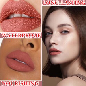 BKPPLZP 3 Pcs Matte Nude Lipstick Set,Lip Crayon Lipstick for Women Velvet Smooth Lip Gloss Stain Non-Stick Cup Lip Stick,Moisturing Long Lasting Waterproof Lipstick Lip Makeup(Set B)