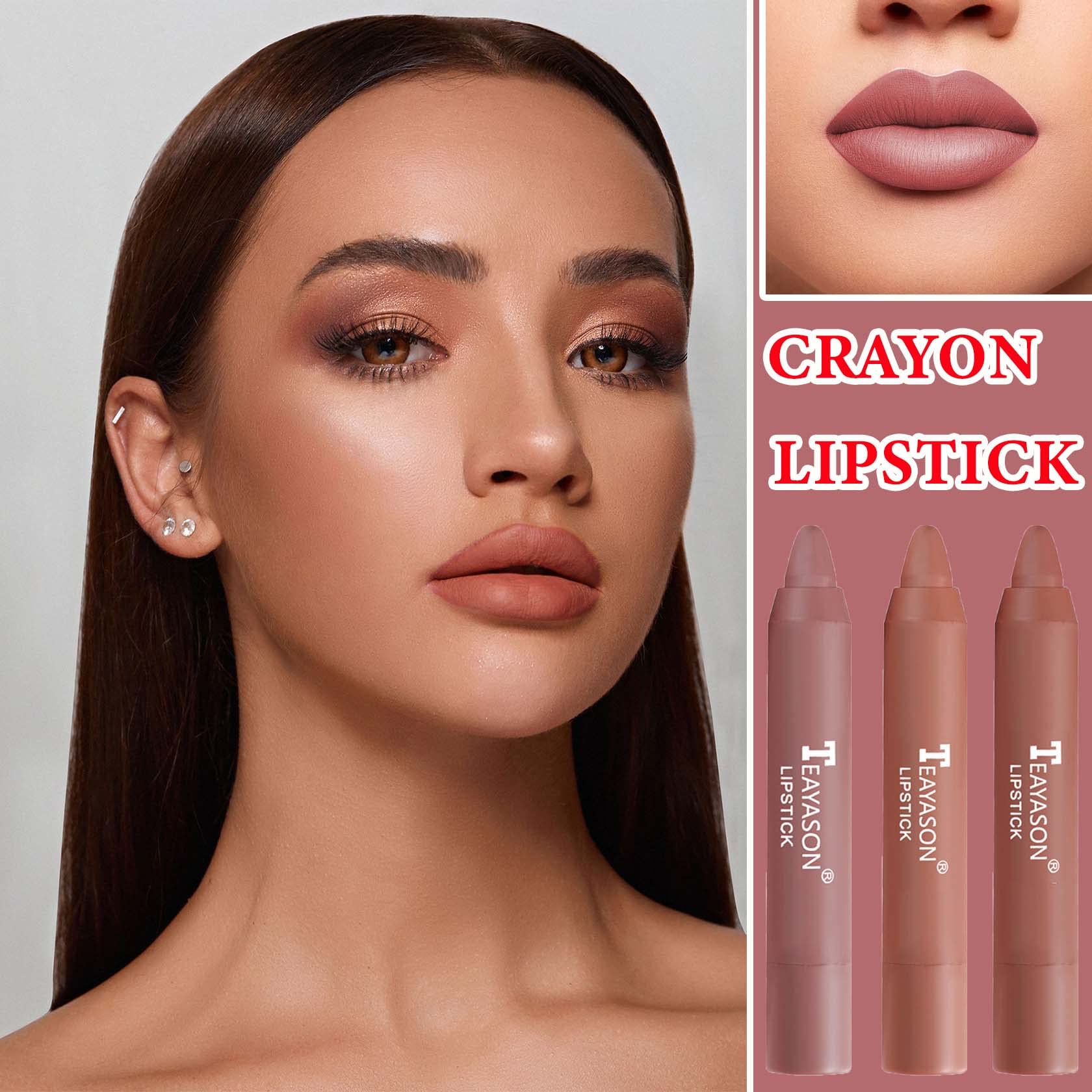 BKPPLZP 3 Pcs Matte Nude Lipstick Set,Lip Crayon Lipstick for Women Velvet Smooth Lip Gloss Stain Non-Stick Cup Lip Stick,Moisturing Long Lasting Waterproof Lipstick Lip Makeup(Set B)