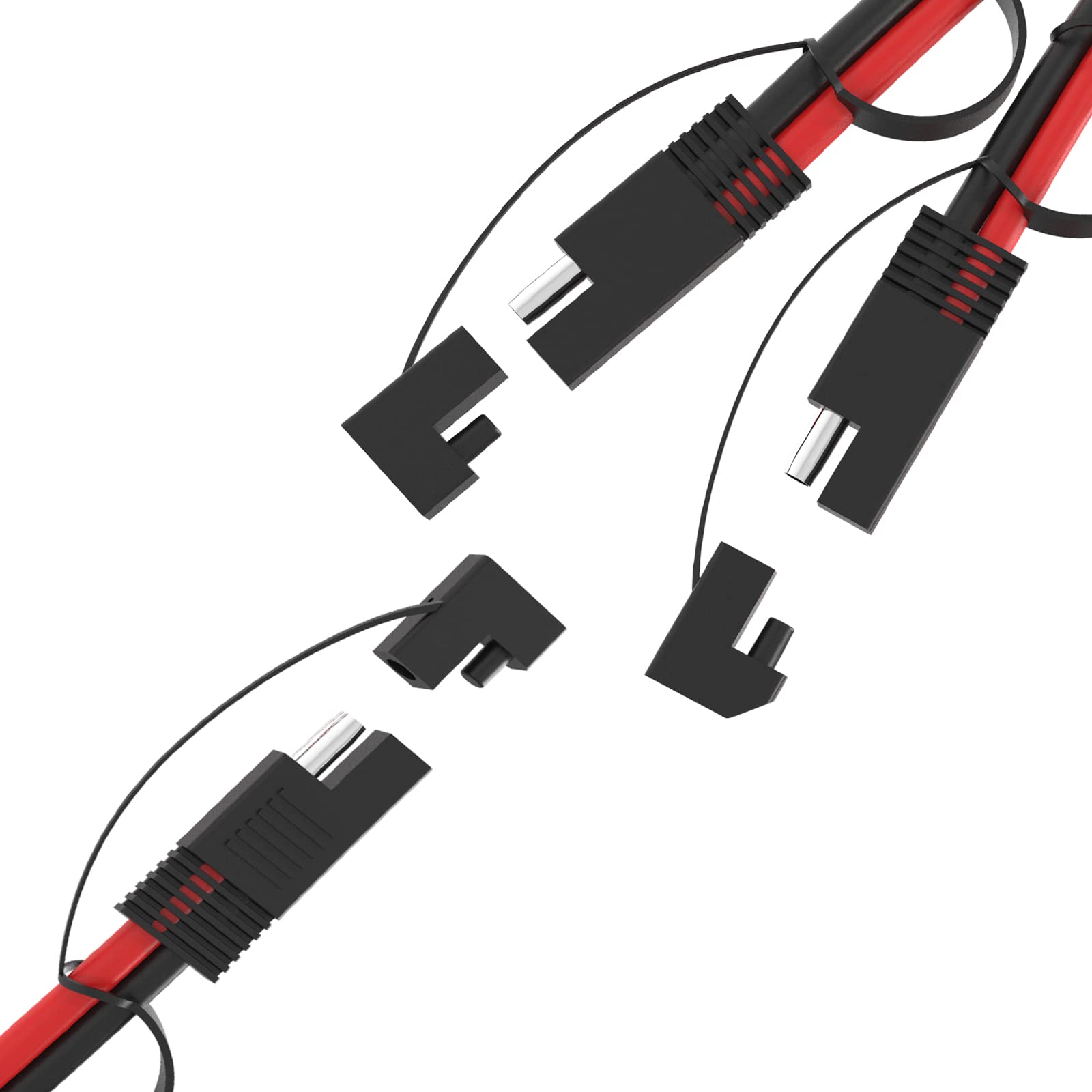 14AWG SAE Y Splitter Cable SAE Quick Disconnect Connector, DC Power Automotive Adapter 1 to 2 SAE to SAE Extension Cable for Solar Panel Battery Charger, 12 inch with Waterproof Caps