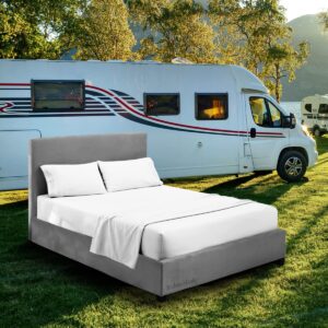 rv bunk sheet set 30" x 80" white color for cot bunk bed, cot size mattress sheet, fitted cot sheet for narrow twin, cot size, guest bed, trifold mattress, camping cot, cot sheet set