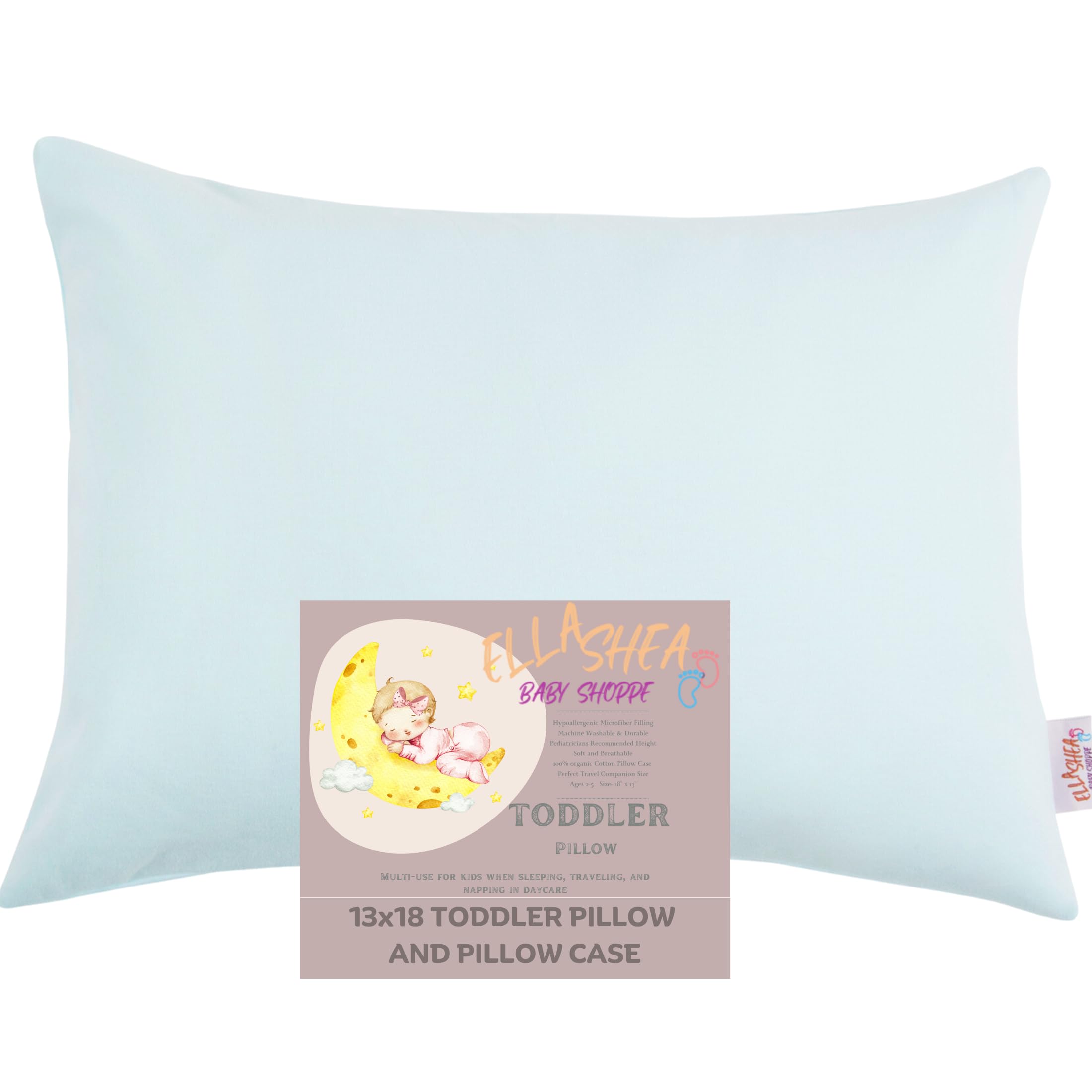 Cozy Tykes 13x18 Toddler Pillow with Pillow Case Hypoallergenic Organic Cotton Travel Pillow Baby Pillows for Sleeping Toddler Bed Pillow Mini Pillow 3 Colors Available(Off White)