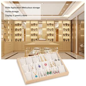 PH PandaHall Stackable Jewelry Trays Organizer, 18 Grids Velvet Jewelry Display Storage Box Jewel Showcase Holder Jewellery Drawer Insert Divider for Earring Necklace Rings Bracelet, Wheat