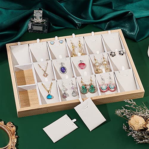 PH PandaHall Stackable Jewelry Trays Organizer, 18 Grids Velvet Jewelry Display Storage Box Jewel Showcase Holder Jewellery Drawer Insert Divider for Earring Necklace Rings Bracelet, Wheat