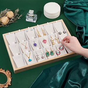 PH PandaHall Stackable Jewelry Trays Organizer, 18 Grids Velvet Jewelry Display Storage Box Jewel Showcase Holder Jewellery Drawer Insert Divider for Earring Necklace Rings Bracelet, Wheat