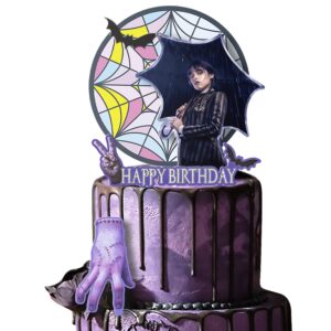 5 counts wednesday cake toppers cupcake toppers, cake decorations for addams theme birthday party supplies