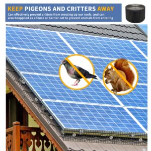 PATIOSIR Solar Panel Bird Wire Screen Protection 6" x 50ft, Guard Kit Protect Solar Panels from Rodents, Squirrel, PVC Coated Galvanized Steel Roll with 30 Fastener Clips