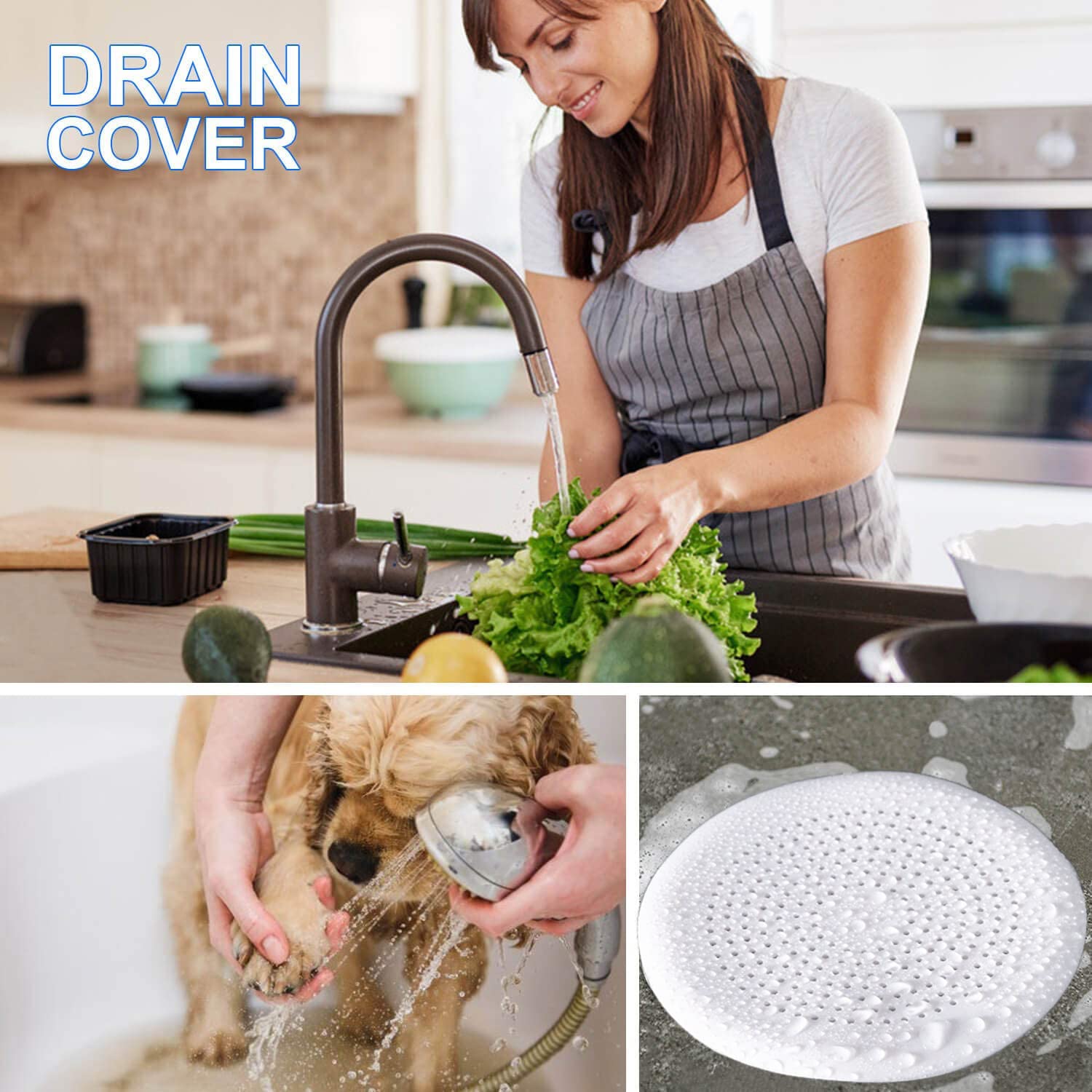 2 Pack Hair Catcher Sink Strainer, Shower Drain Hair Catcher, Drain Cover for Shower Silicone Hair Stopper, Sink Strainer Filter, Flat Strainer Stopper with Suction Cups for Bathroom/Kitchen/Bathtub