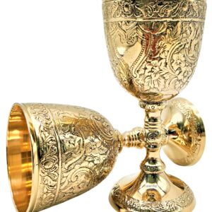 Carfar Wine Goblet Solid Brass Royal Wine Cup Handmade Goblet Medieval Decor Gothic Chalice Pack of 1