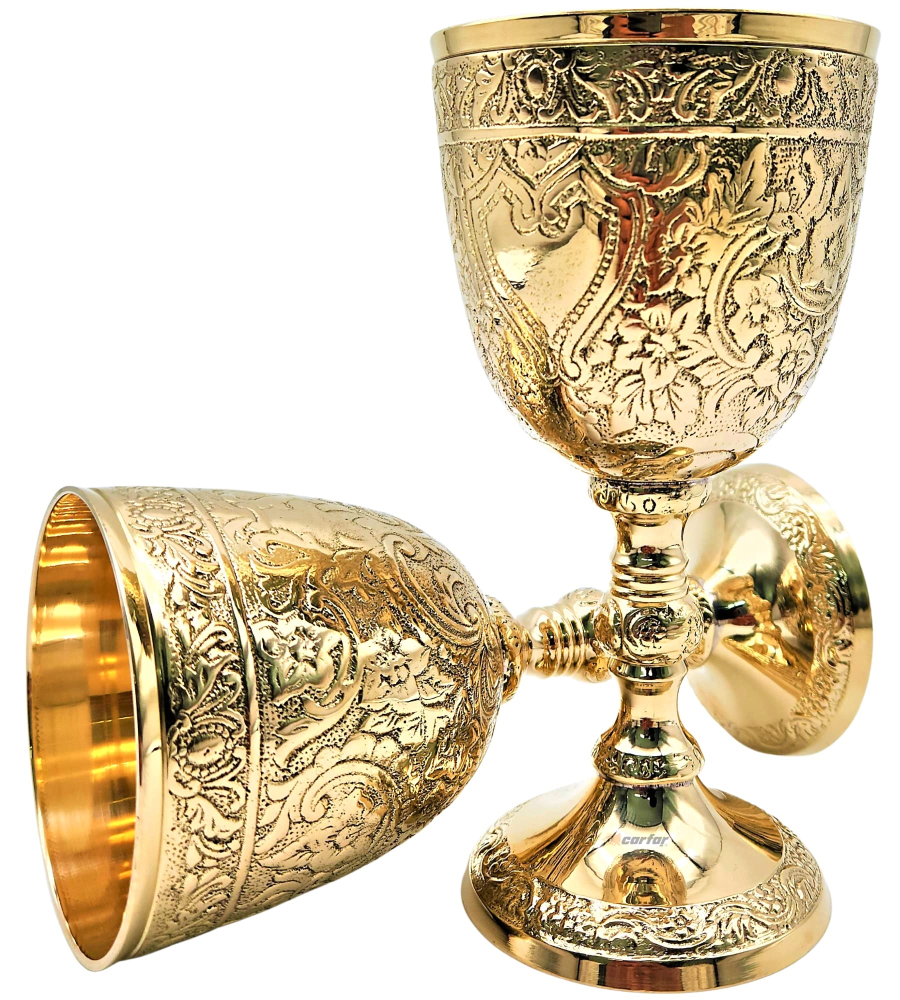 Carfar Wine Goblet Solid Brass Royal Wine Cup Handmade Goblet Medieval Decor Gothic Chalice Pack of 1