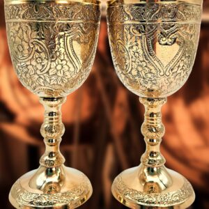 Carfar Wine Goblet Solid Brass Royal Wine Cup Handmade Goblet Medieval Decor Gothic Chalice Pack of 1