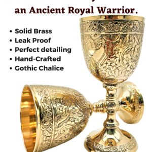 Carfar Wine Goblet Solid Brass Royal Wine Cup Handmade Goblet Medieval Decor Gothic Chalice Pack of 1