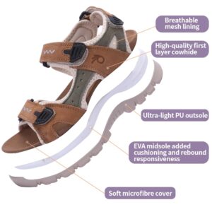 MGGMOKAY Women's Hiking Sandals Open Toe Outdoor Sports Sandals Casual Beach Sandals,Brown,8