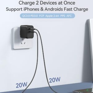 45W USB C Charger, K&ZZ Dual USB-C GaN Charger Foldable PD Super Fast Charger Block Compact Type C Wall Charger for iPhone 15/ 15Pro, Galaxy S23 Ultra/ S22/ Note, MacBook, iPad (45W, Black)