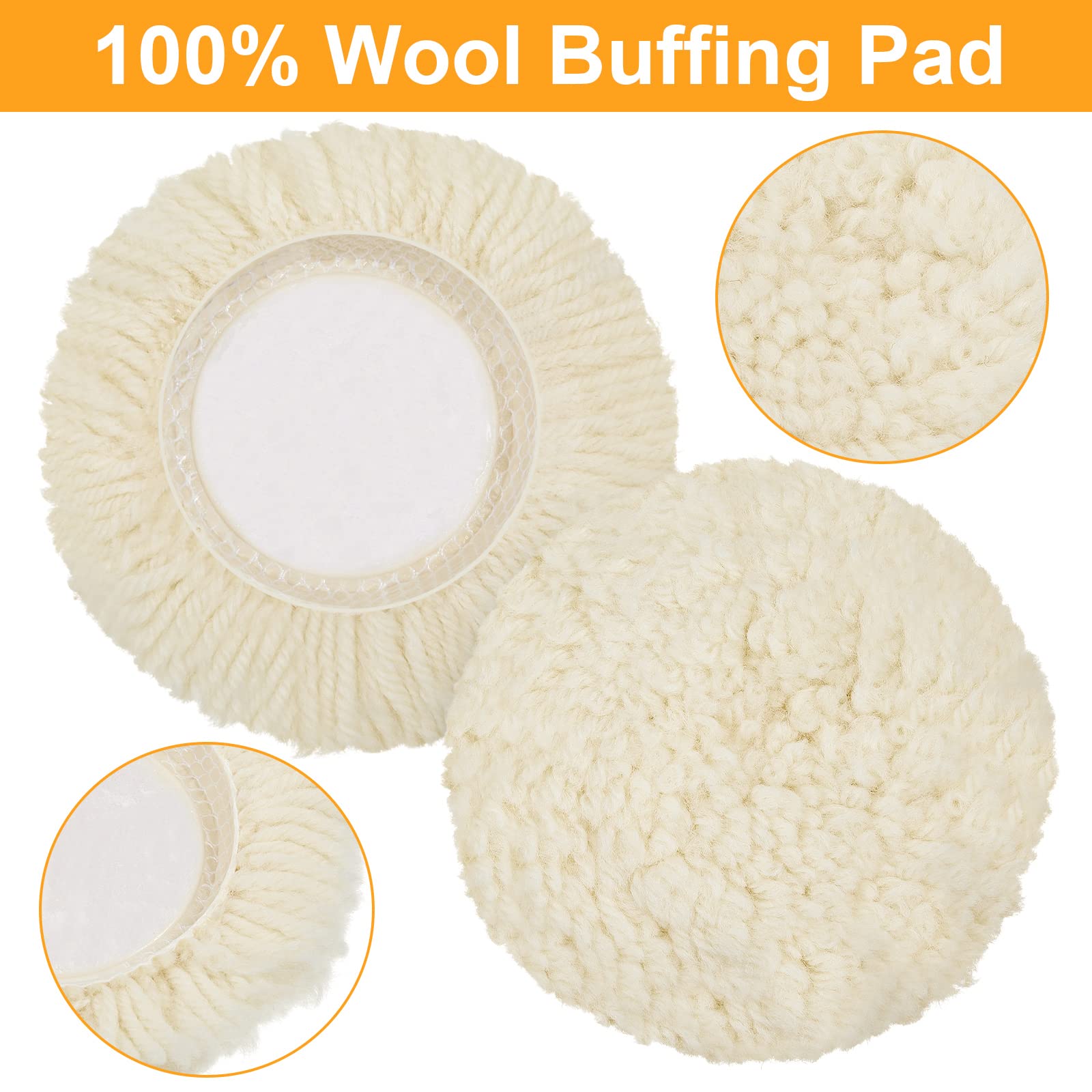 12 Pcs 3 Inch Polishing Pad Buffing Pads Kit Wool Polishing Pad Hook Loop Buffing Pads for Drill Curved Edge Compound Cutting Pad Wheel Polish Pad Car Body Repair Buffing Drill Polisher Attachment