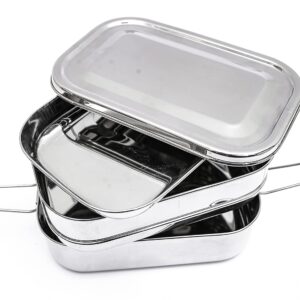 POSHGRAM Eco-Friendly STAINLESS STEEL BENTO BOX for adults and kids, 3-Tier Lunch Box For adults and kids, Size 6.4 * 4.4 * 3.3 (Inches)