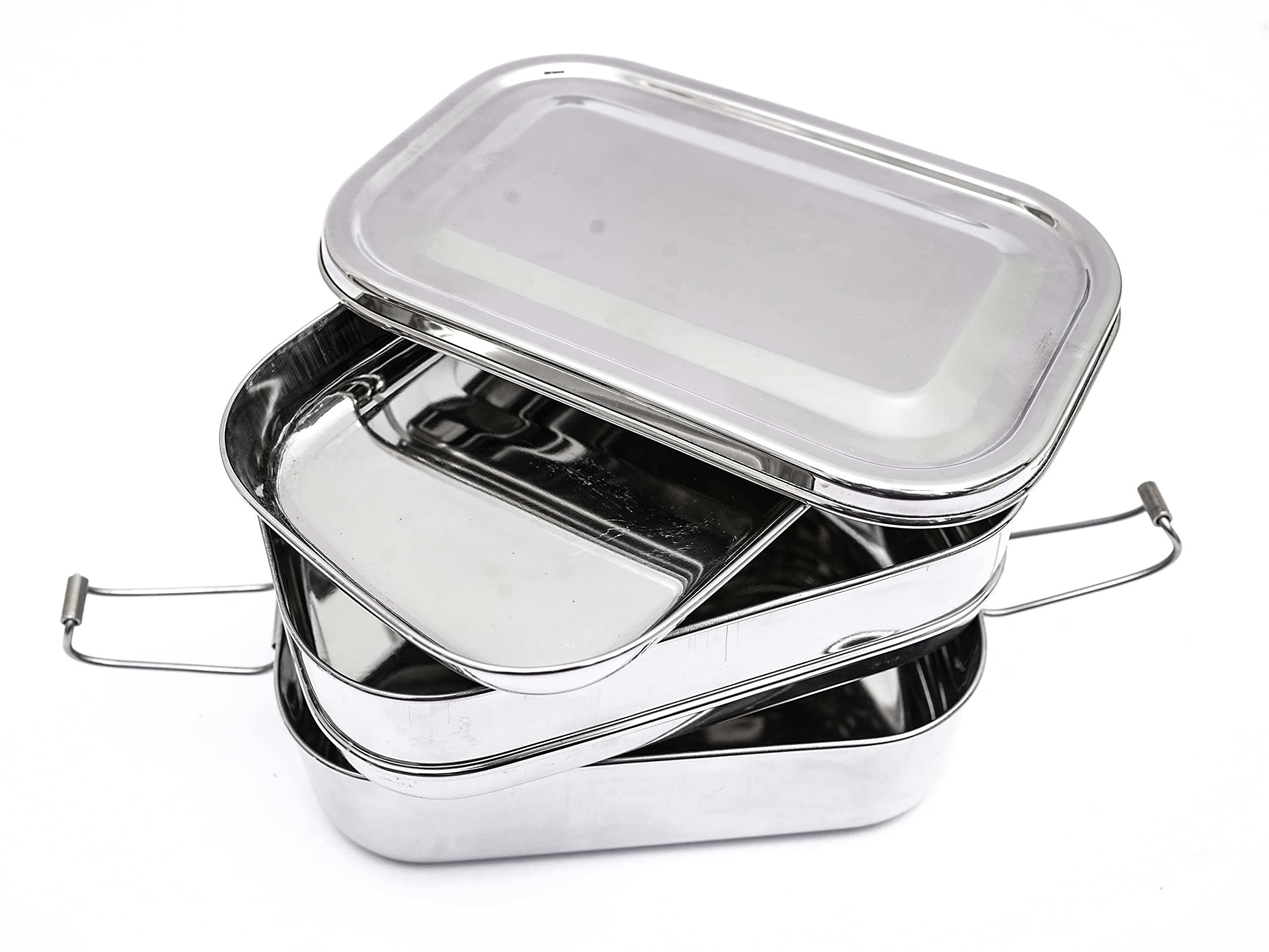 POSHGRAM Eco-Friendly STAINLESS STEEL BENTO BOX for adults and kids, 3-Tier Lunch Box For adults and kids, Size 6.4 * 4.4 * 3.3 (Inches)