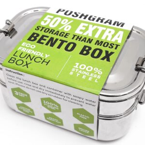 POSHGRAM Eco-Friendly STAINLESS STEEL BENTO BOX for adults and kids, 3-Tier Lunch Box For adults and kids, Size 6.4 * 4.4 * 3.3 (Inches)