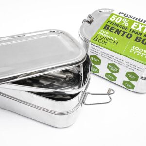 POSHGRAM Eco-Friendly STAINLESS STEEL BENTO BOX for adults and kids, 3-Tier Lunch Box For adults and kids, Size 6.4 * 4.4 * 3.3 (Inches)