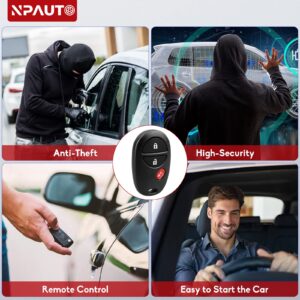 NPAUTO Key Fob Replacement Fits for Toyota Sienna 2004-2017, Tacoma 2005-2016, Tundra 2007-2017, Sequoia 2008-2017, Highlander 2008-2013, Keyless Entry Remote Control Car Key Fob, CGQ43VT20T