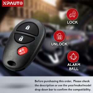 NPAUTO Key Fob Replacement Fits for Toyota Sienna 2004-2017, Tacoma 2005-2016, Tundra 2007-2017, Sequoia 2008-2017, Highlander 2008-2013, Keyless Entry Remote Control Car Key Fob, CGQ43VT20T