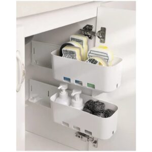 wall mounted under sink organizer and storage for kitchen bathroom pantry pull-out hanging drawer slide out bin cabinet organizer adhesive wall mounted no drilling