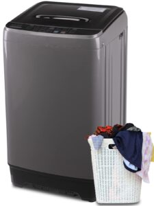 anukis fully automatic portable washing machine, 13 lbs capacity compact laundry washer with drain pump 10 wash program & 8 water levels for apartment, dorm, rv, grey