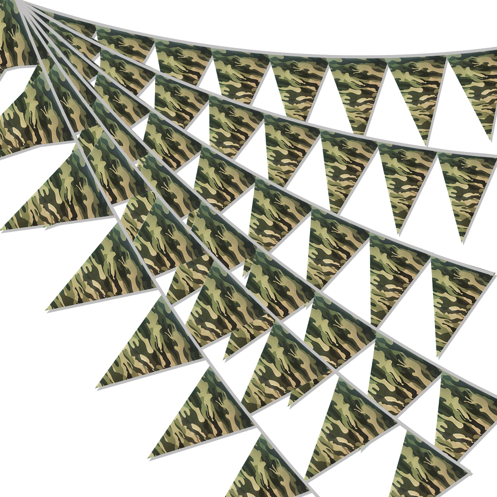 49ft Army Camo Birthday Decorations, Army Camo Pennant Flag Banner, Army Camo Theme Triangle Flags Banner for Army Camo Birthday Party Decorations