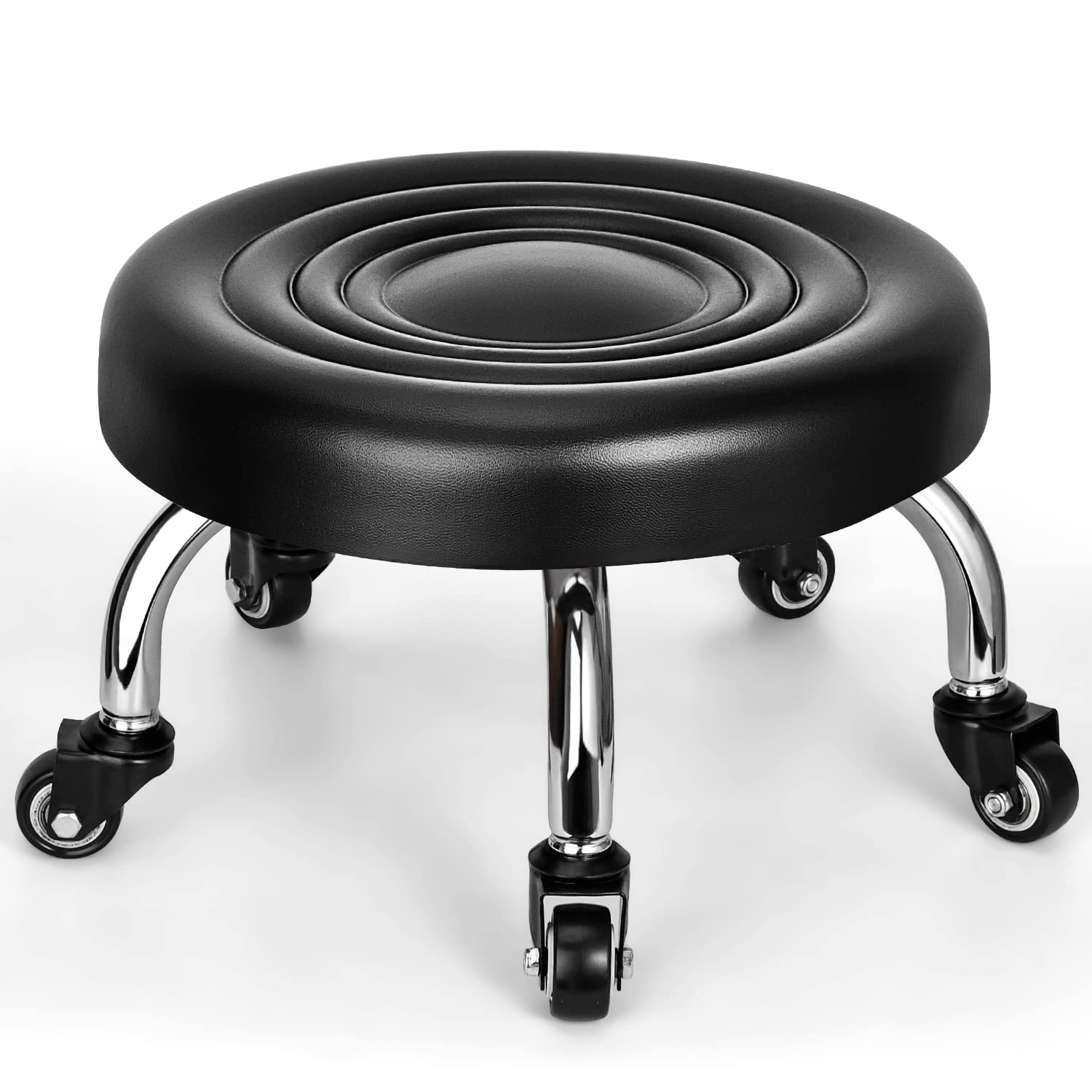 FLOLXNB Low Rolling Stool, Low Stool with Wheels, PU Leather Low Roller ...