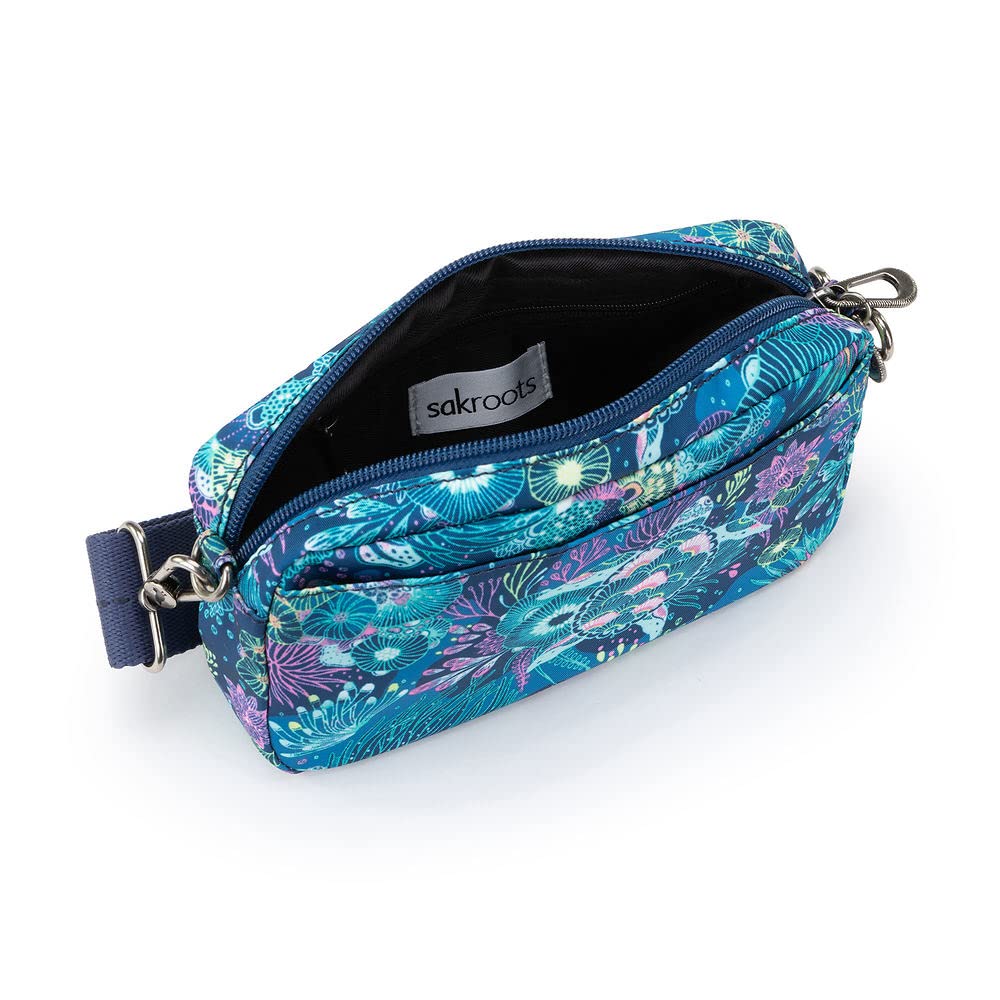 Sakroots Lodi Smartphone Crossbody, Convertible Design, Royal Blue Seascape