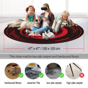 Raoot Gaming Chair Mat for Low Pile Carpet and Hardwood Floor 47 Inch Round Floor Mats for Game Room Bedroom Living Room and Office Room Rolling Chair