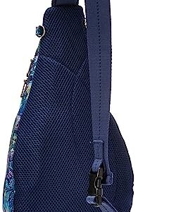 Sakroots Women's On The Go Sling Backpack in Nylon Eco Twill, Royal Blue Seascape 2