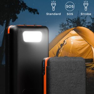 A ADDTOP Solar Charger Power Bank 22.5W Solar Phone Charger 27000mAh PD QC 4.0 Fast Charge External Battery Pack with 4 Portable Solar Panels for Phone and Tablet