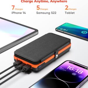 A ADDTOP Solar Charger Power Bank 22.5W Solar Phone Charger 27000mAh PD QC 4.0 Fast Charge External Battery Pack with 4 Portable Solar Panels for Phone and Tablet