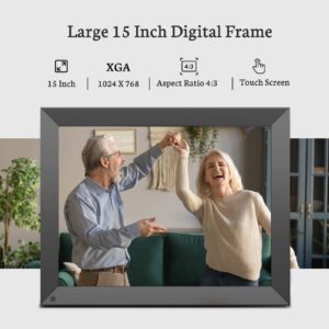 BSIMB 15-Inch 32GB WiFi Digital Photo Frame, Extra Large Electronic Picture Frame with Touch Screen, Share Pictures&Videos via App&Email from Anywhere, Gift for Mother's Day