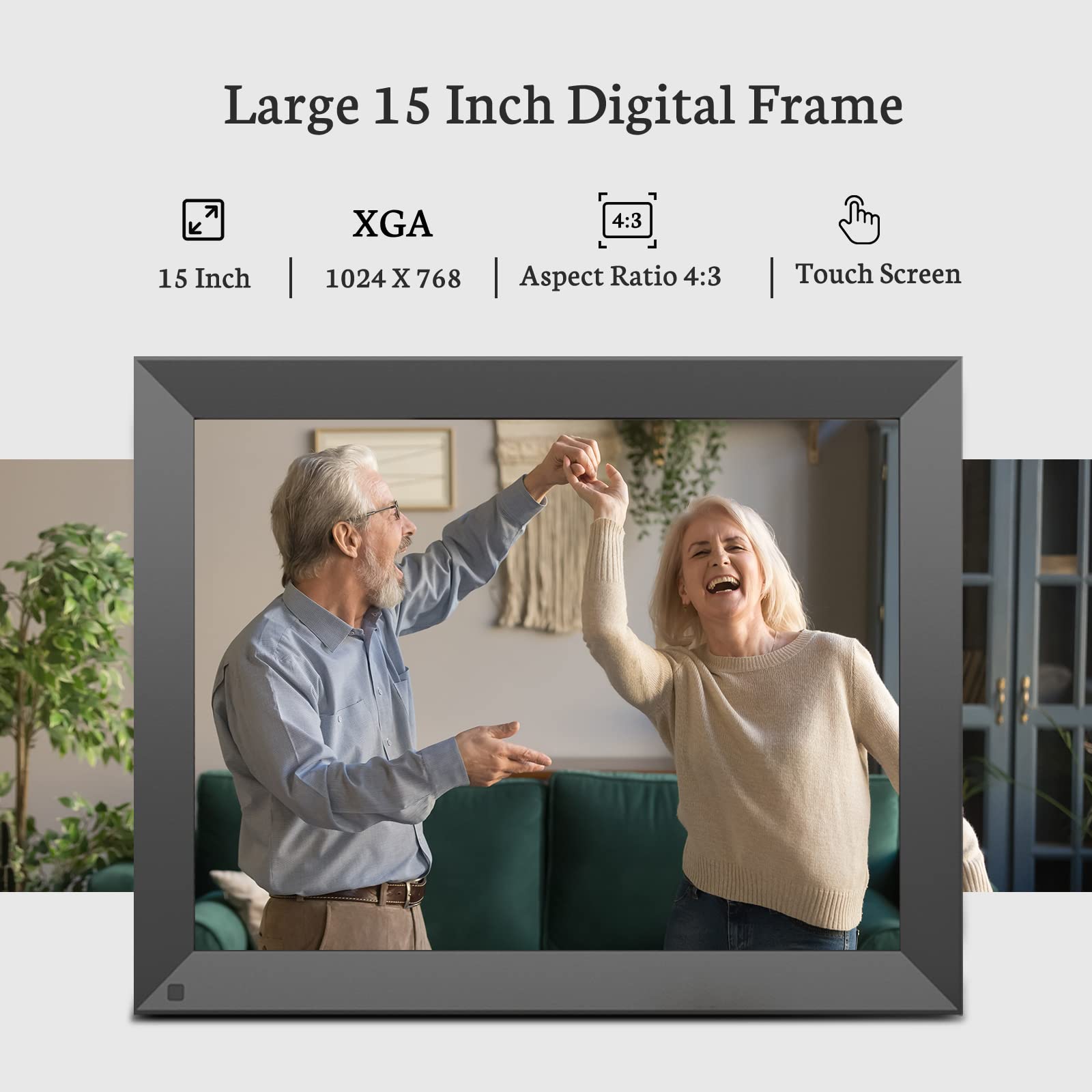 BSIMB 15-Inch 32GB WiFi Digital Photo Frame, Extra Large Electronic Picture Frame with Touch Screen, Share Pictures&Videos via App&Email from Anywhere, Gift for Mother's Day