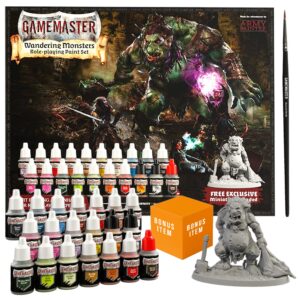 The Army Painter Wandering Monsters DnD Acrylic Paint Set with 20 Warpaints, Bonus Item - Acrylic Paints for Plastic Models and Miniatures, 20 Acrylic Warpaints, Quickshade Washes, Metallic and Effect Paints