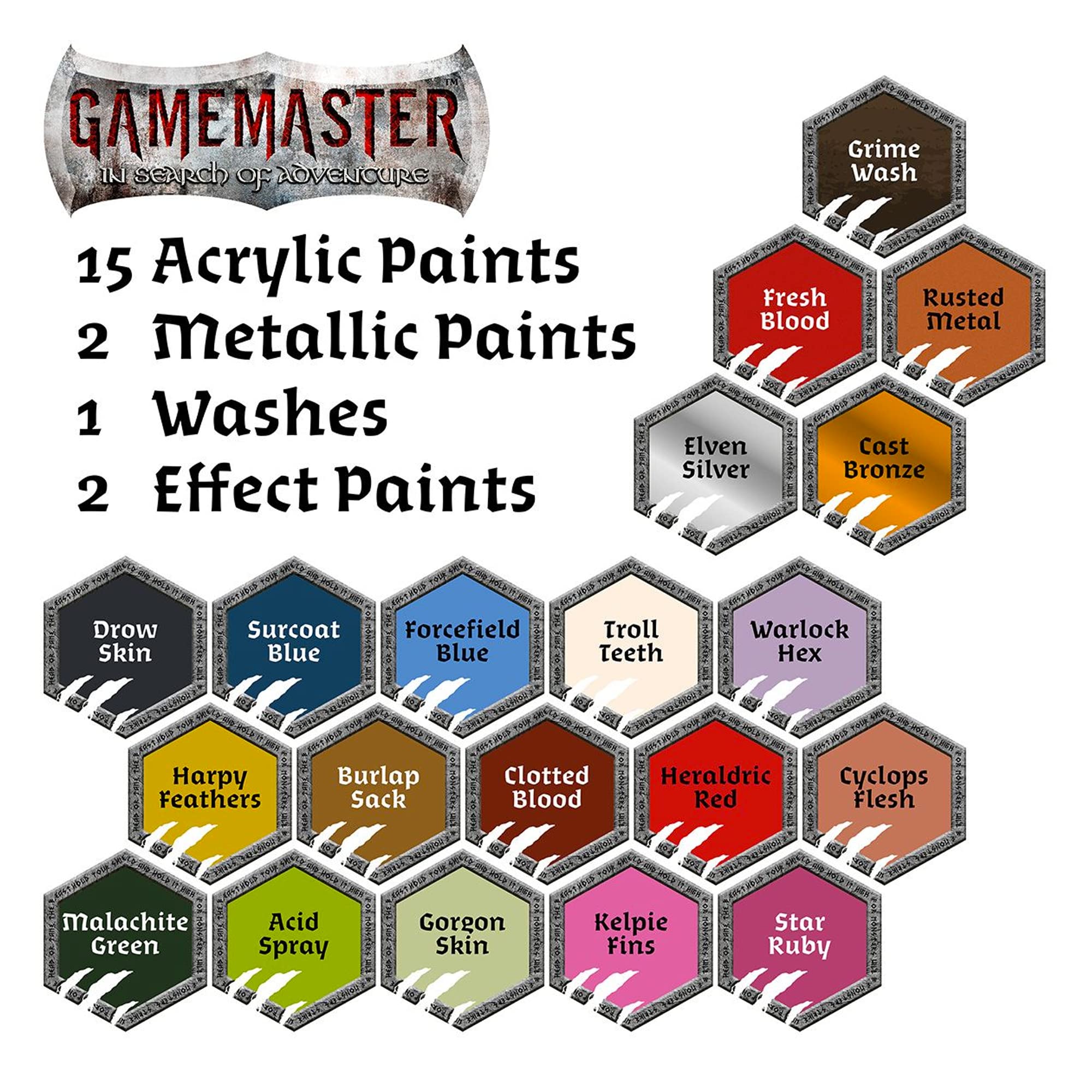 The Army Painter Wandering Monsters DnD Acrylic Paint Set with 20 Warpaints, Bonus Item - Acrylic Paints for Plastic Models and Miniatures, 20 Acrylic Warpaints, Quickshade Washes, Metallic and Effect Paints