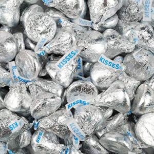 Hershey Kisses Milk Chocolate Candy, Approx.60 Pieces Silver Foil Wrap (in Tundras Sealed Bag)