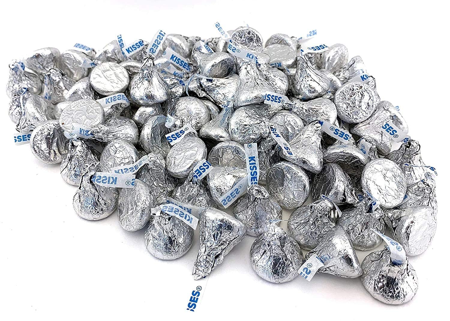 Hershey Kisses Milk Chocolate Candy, Approx.60 Pieces Silver Foil Wrap (in Tundras Sealed Bag)