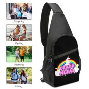 Unicorn Death Metal Trendy Sling Bag Casual Crossbody Shoulder Backpack Lightweight Chest Bag for Travel Hiking