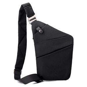 chinatera personal pocket bag for men sling crossbody bags, casual anti-thief slim shoulder backpack for outdoor sports (black, left shoulder)