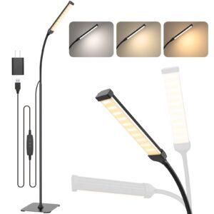 ifalarila floor lamp, reading lamps floor standing [120 leds with 3 color mode 3000k-6000k & 10 brightness setting] dimmable desk light with flexible gooseneck for living room bedroom office