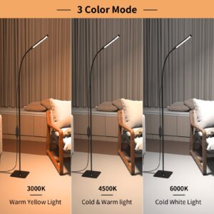 iFalarila Floor Lamp, Reading Lamps Floor Standing [120 LEDs with 3 Color Mode 3000K-6000K & 10 Brightness Setting] Dimmable Desk Light with Flexible Gooseneck for Living Room Bedroom Office