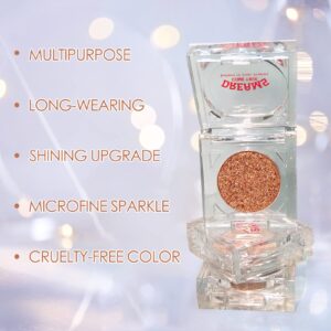 Erinde Shimmer Glitter Eyeshadow Palette, Korean Eye Glitter Makeup, Ultra-Blendable, Sparkle Silver Champagne Gold Eye Shadow, Single Shade Metallic Pigmented Color, 02#