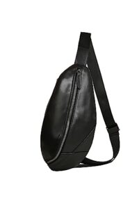 gzrhkj crossbody bags for women men, genuine leather small sling bag for women men，handmade chest bag shoulder backpack——black